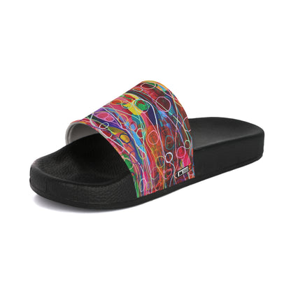 Women's Slide Sandals - No. 239 - Droplets - Multicoloured Abstract - By Irish Artist Fiona de Lacy