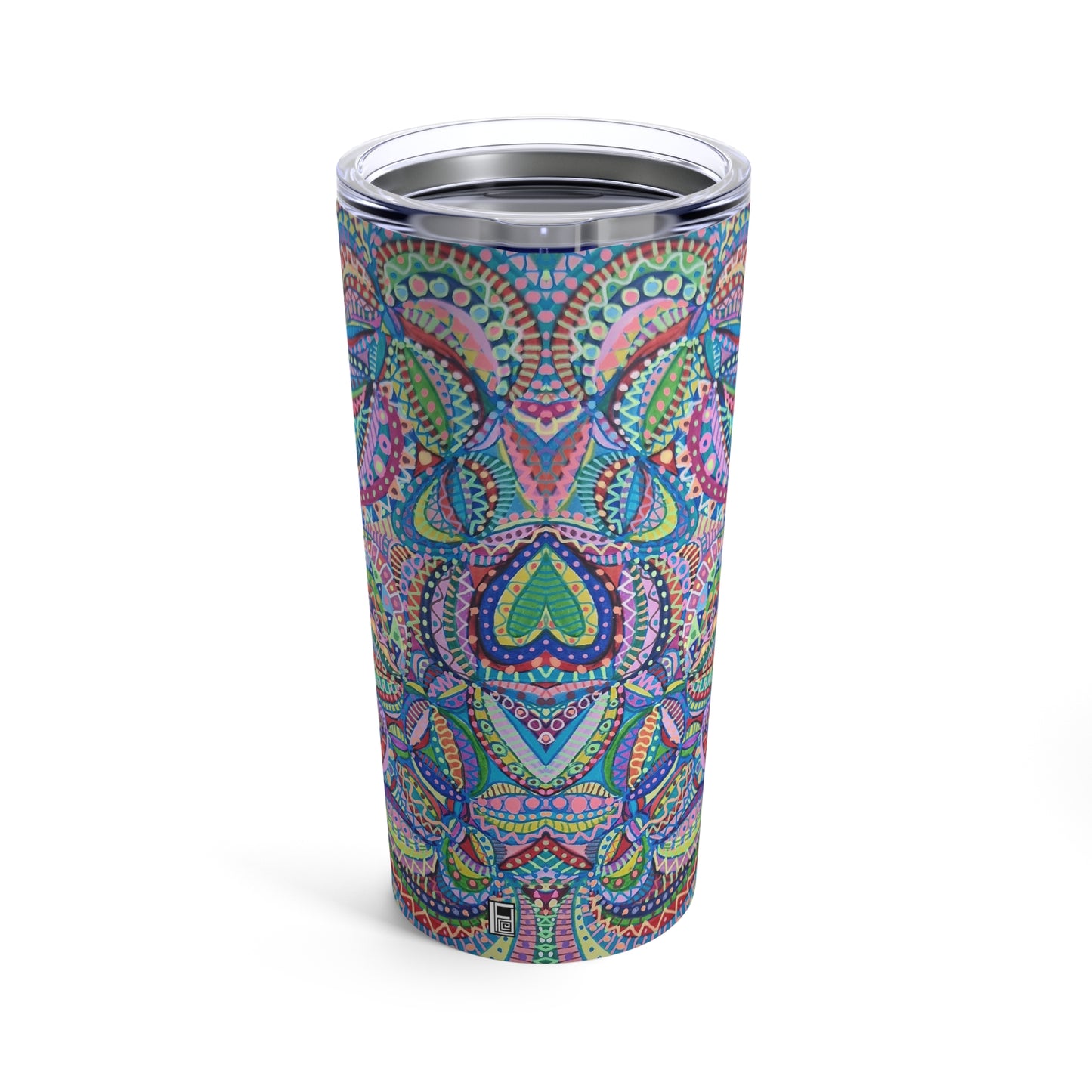 Tumbler 20oz - No.  255 Multicoloured abstract - By Irish Artist Fiona de Lacy