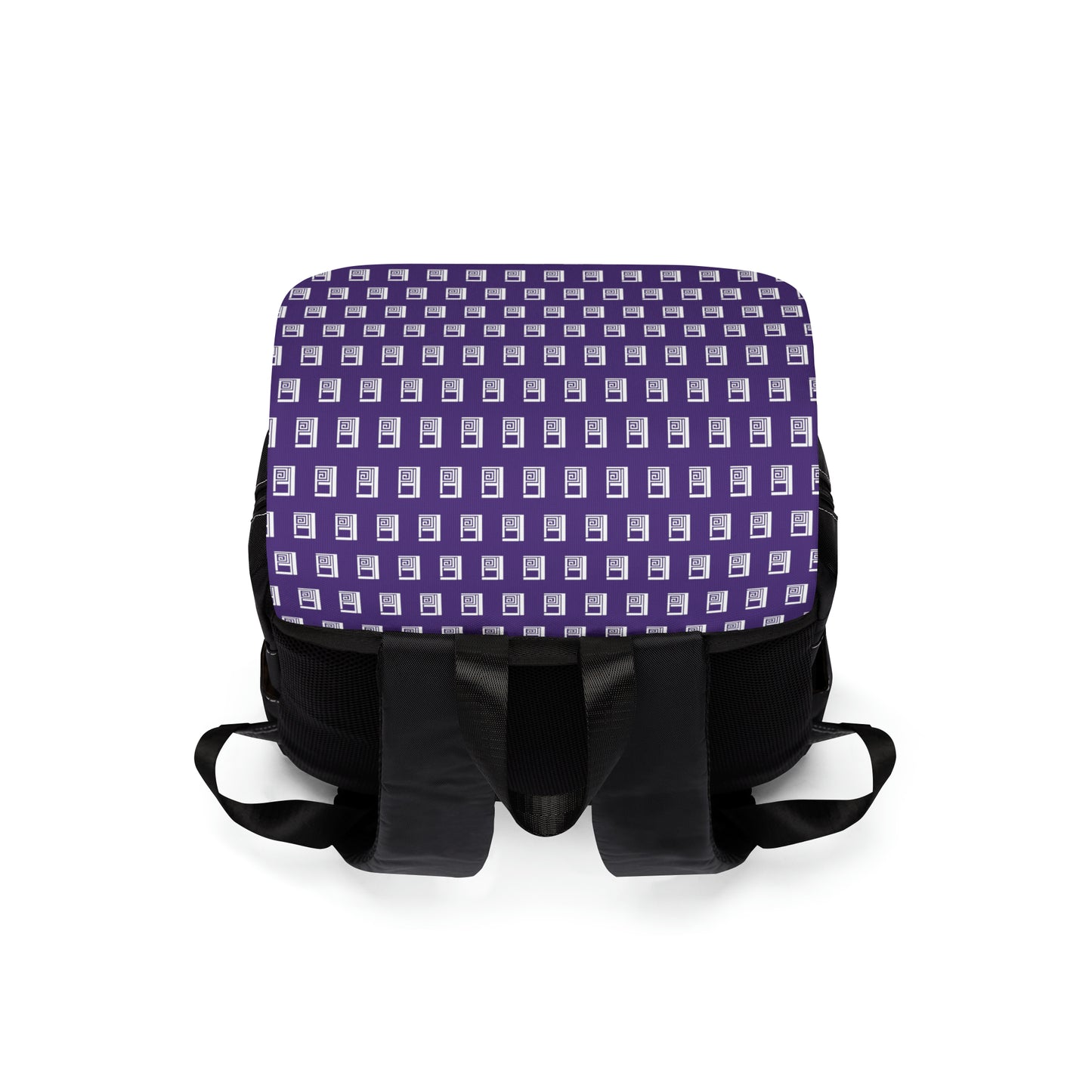 Casual Shoulder Backpack,  No. 000 - Artists Logo on Purple -  By Irish Artist Fiona de Lacy