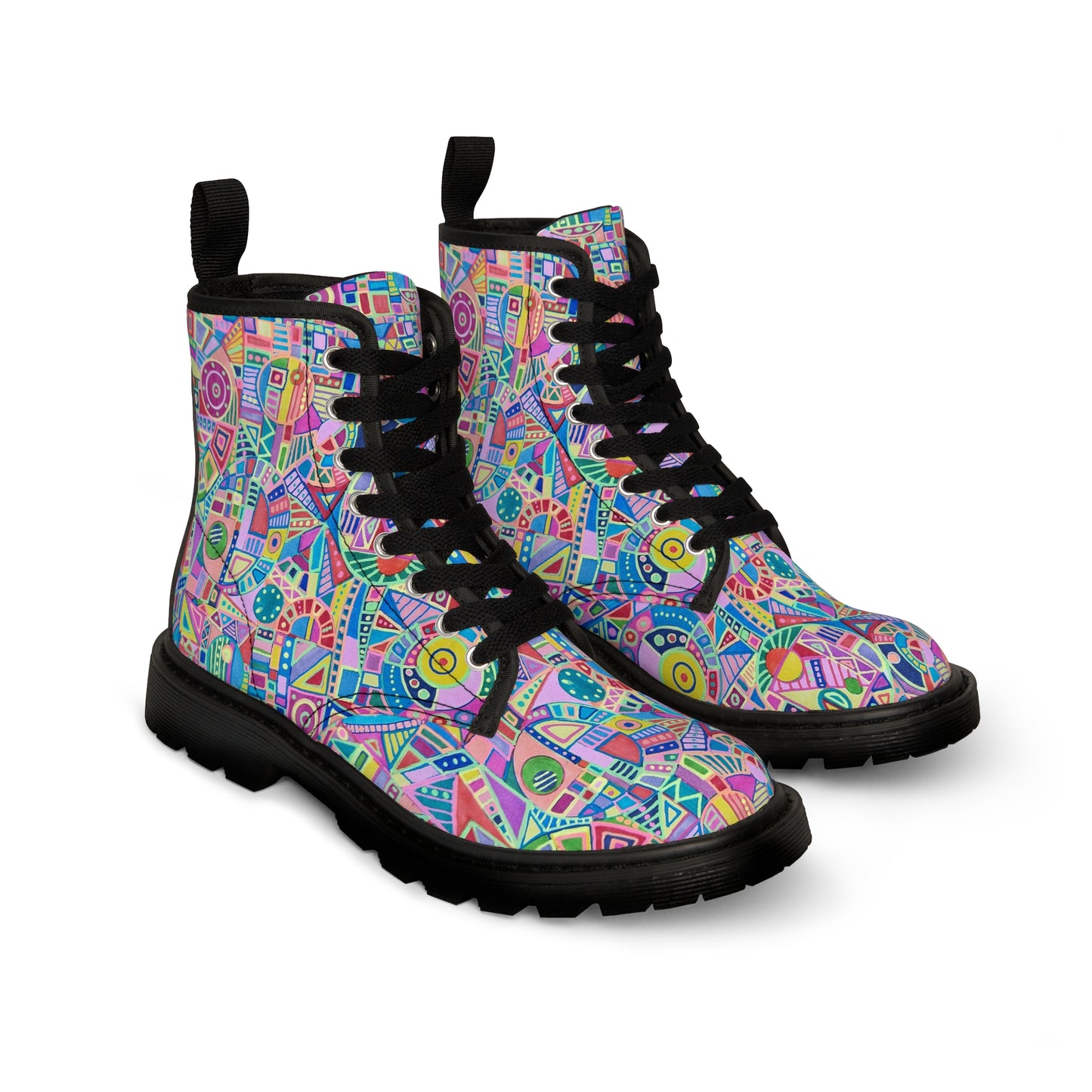 Women's Canvas Boots - No. 258 - Multicoloured Abstract