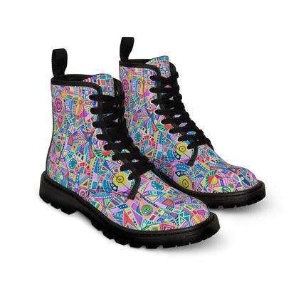 Women's Canvas Boots - No. 258 - Multicoloured Abstract