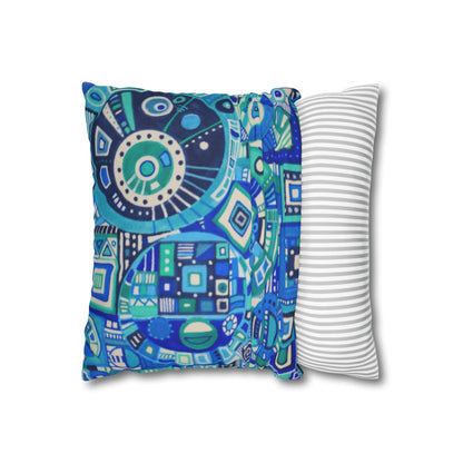 Cushion Pillow Case - No. 262 - Blue Geometric Abstract