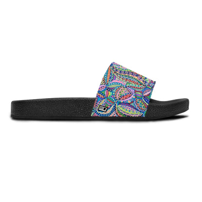 Women's Slide Sandals - No. 255 - Multicoloured Abstract - By Irish Artist Fiona de Lacy