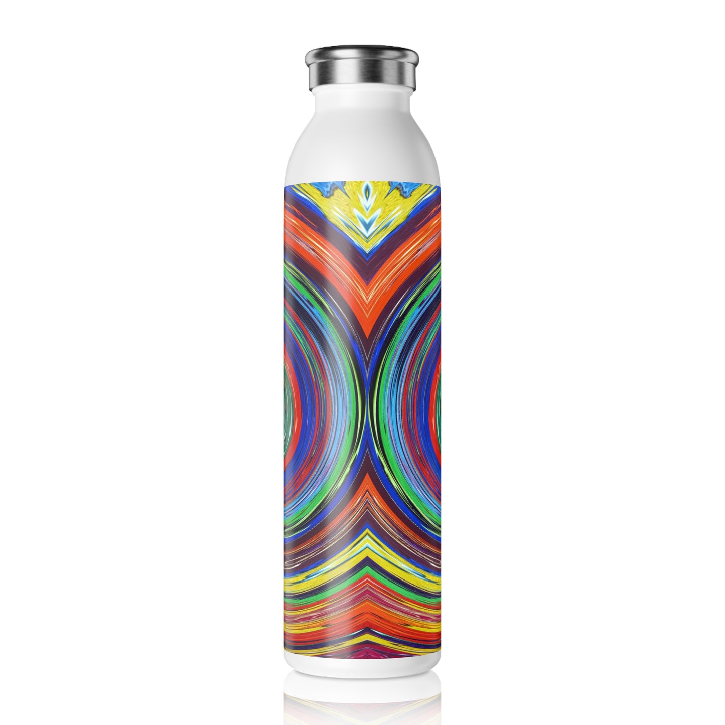 Slim Water Bottle - No. 304 - Orange & Yellow swirl - By Irish Artist Fiona de Lacy