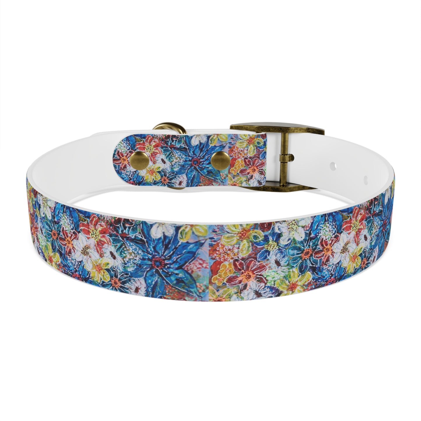 Dog Collar - No. 242 - Large Blue Flowers