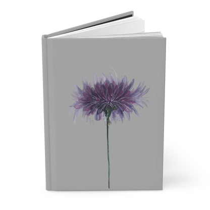 Hardcover Journal Matte (Lined) - No. 268 - Purple Flower on Grey - By Irish Artist Fiona de Lacy