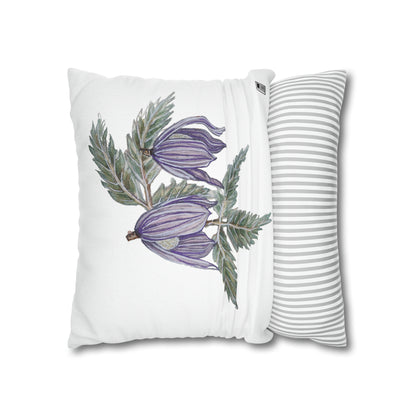 Cushion Pillow Case - No. 270 Purple Drop Flowers on White