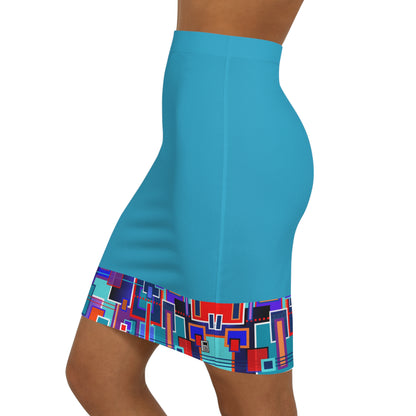 Women's Mini Skirt - No. 235 - 'Squared 2' Turquoise