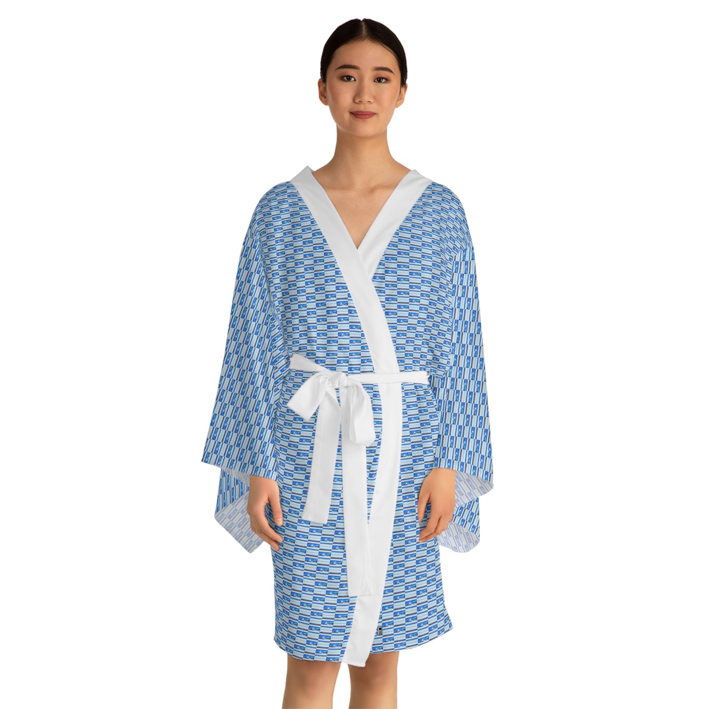 Long Sleeve Kimono Robe  - No. 140 - Thin Blue Line