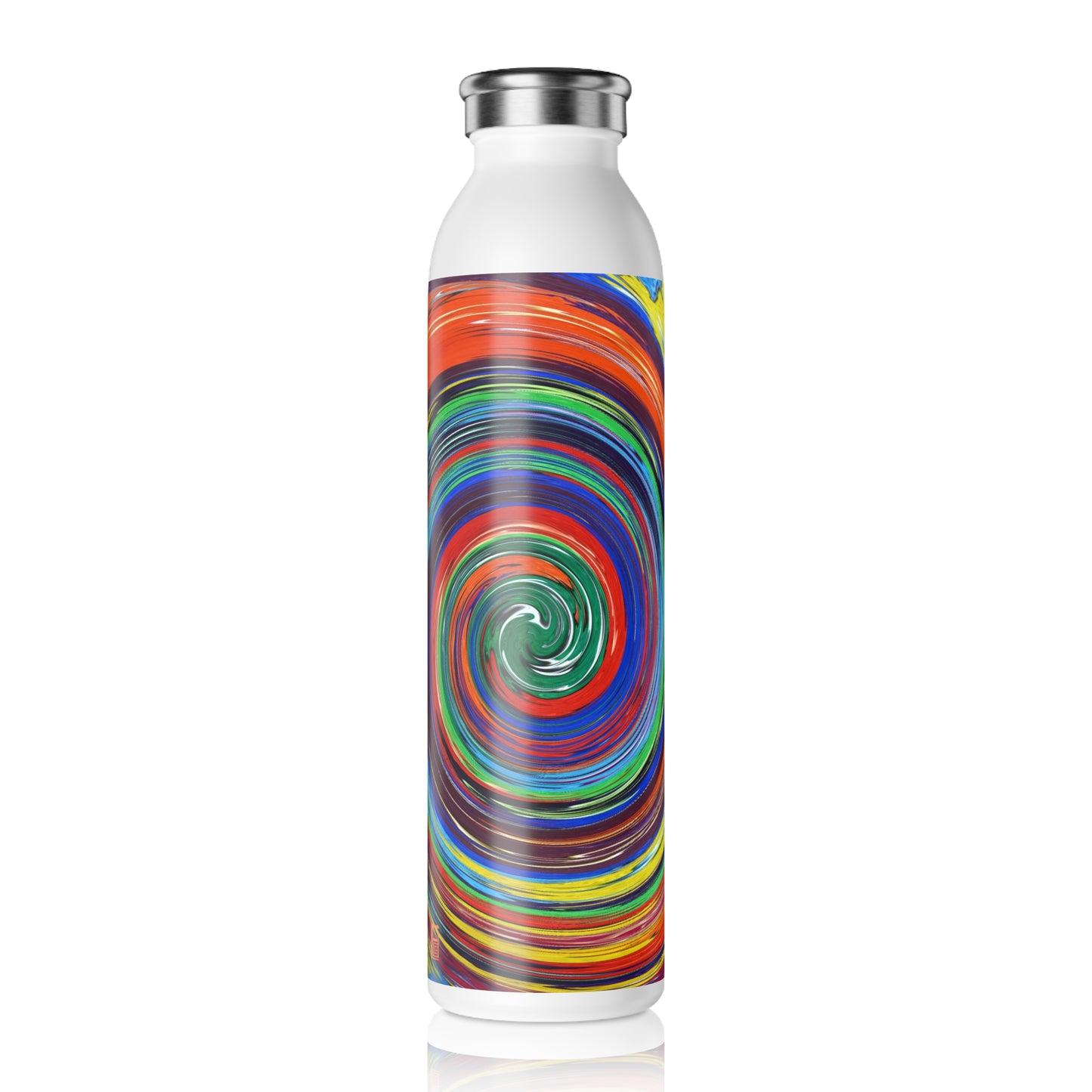 Slim Water Bottle - No. 304 - Orange & Yellow swirl - By Irish Artist Fiona de Lacy