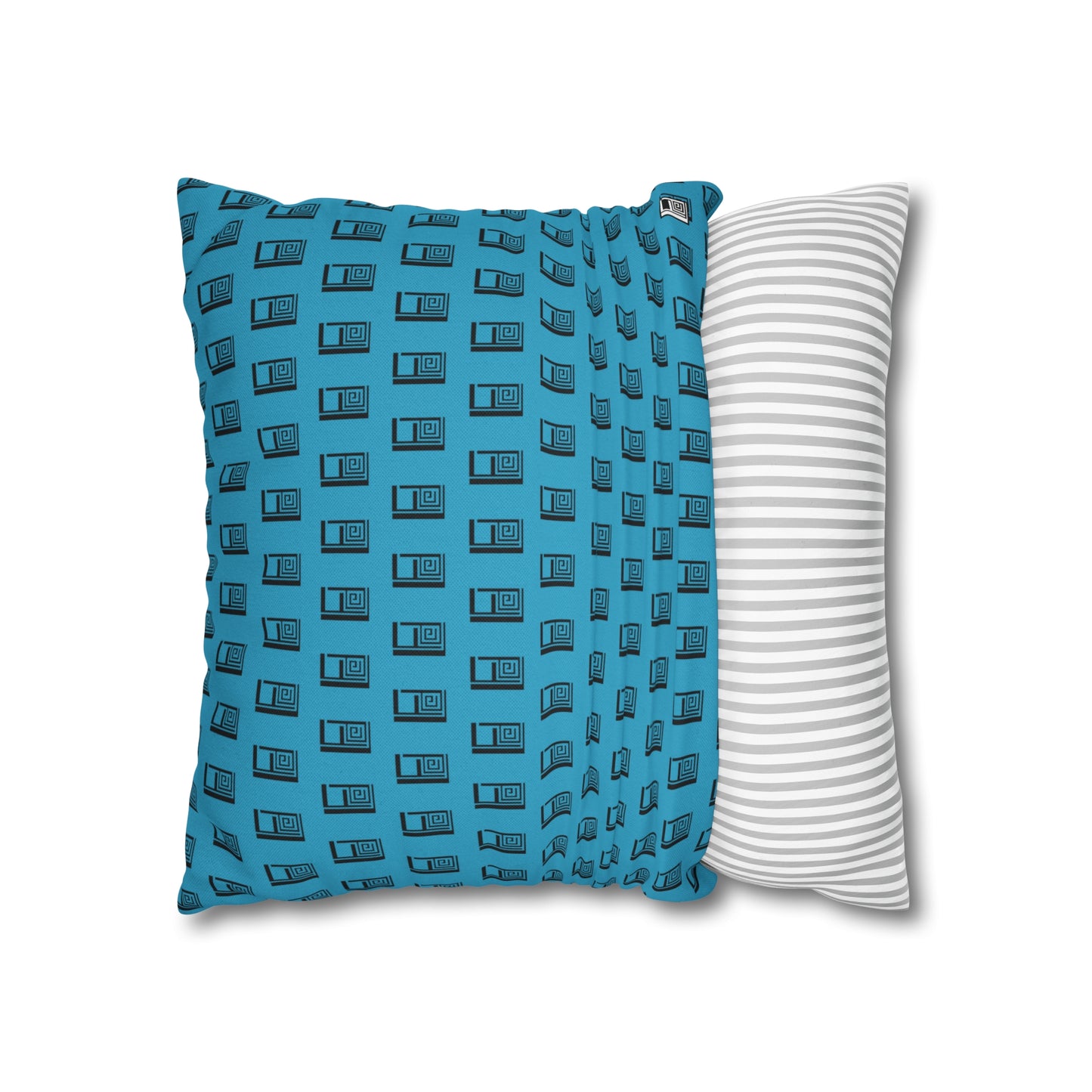 Cushion Pillow Case - No. 000TE - Black Logo on Turquoise