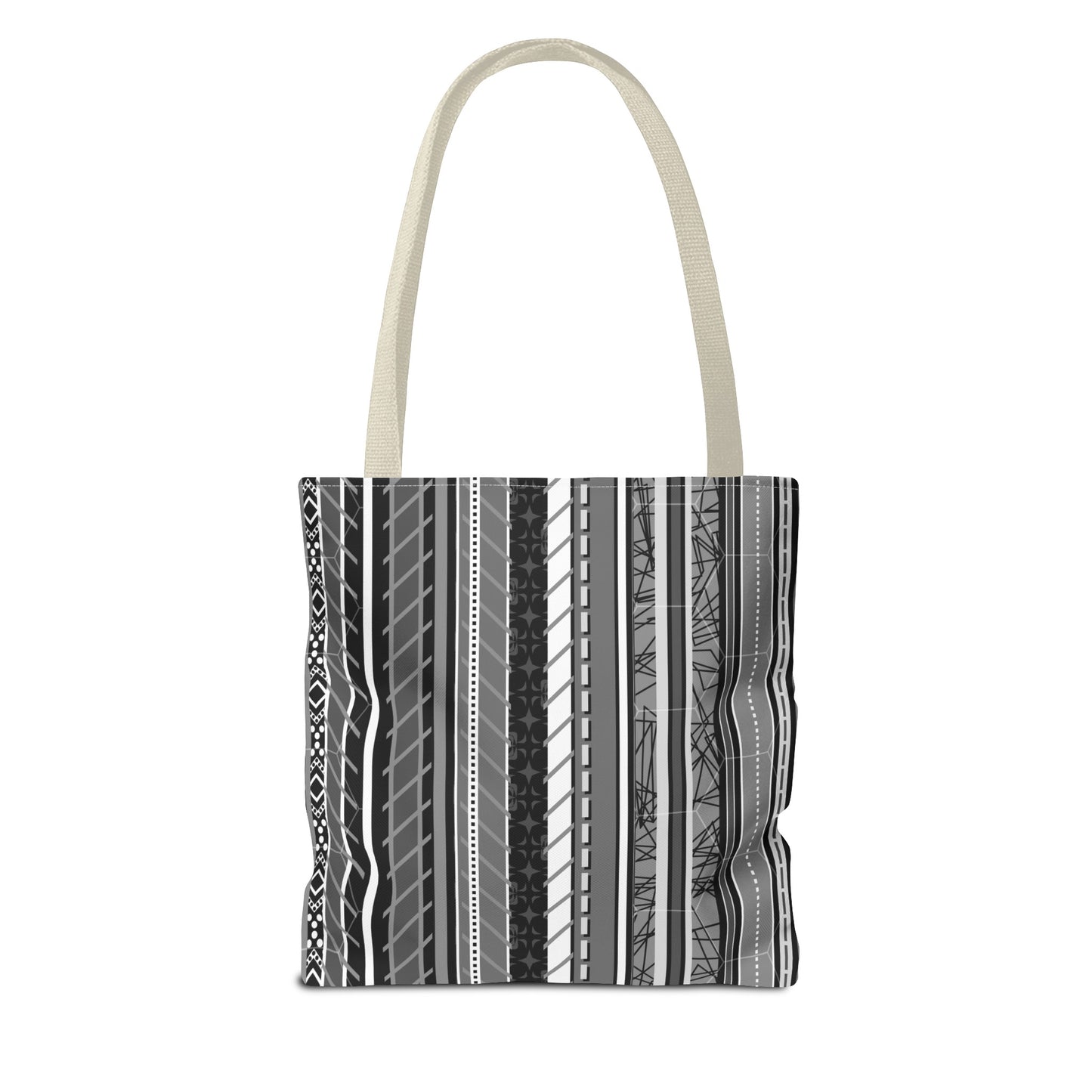 Tote Bag  - No. 298 A -  Black, White, Grey Stripes