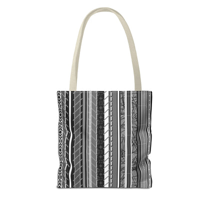 Tote Bag  - No. 298 A -  Black, White, Grey Stripes