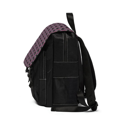 Casual Shoulder Backpack,  No. 269 Pink / Purple Flower on Black -  By Irish Artist Fiona de Lacy