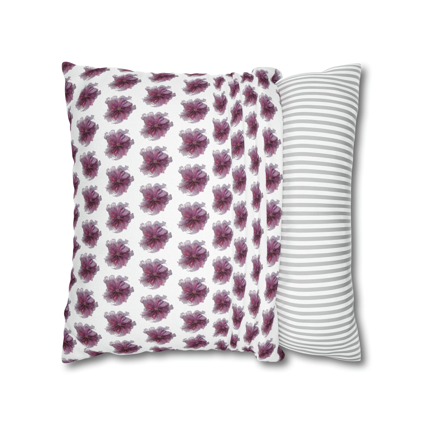 Cushion Pillow Case - No 269 Pink / Purple Flower on White