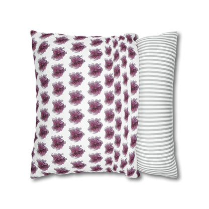 Cushion Pillow Case - No 269 Pink / Purple Flower on White
