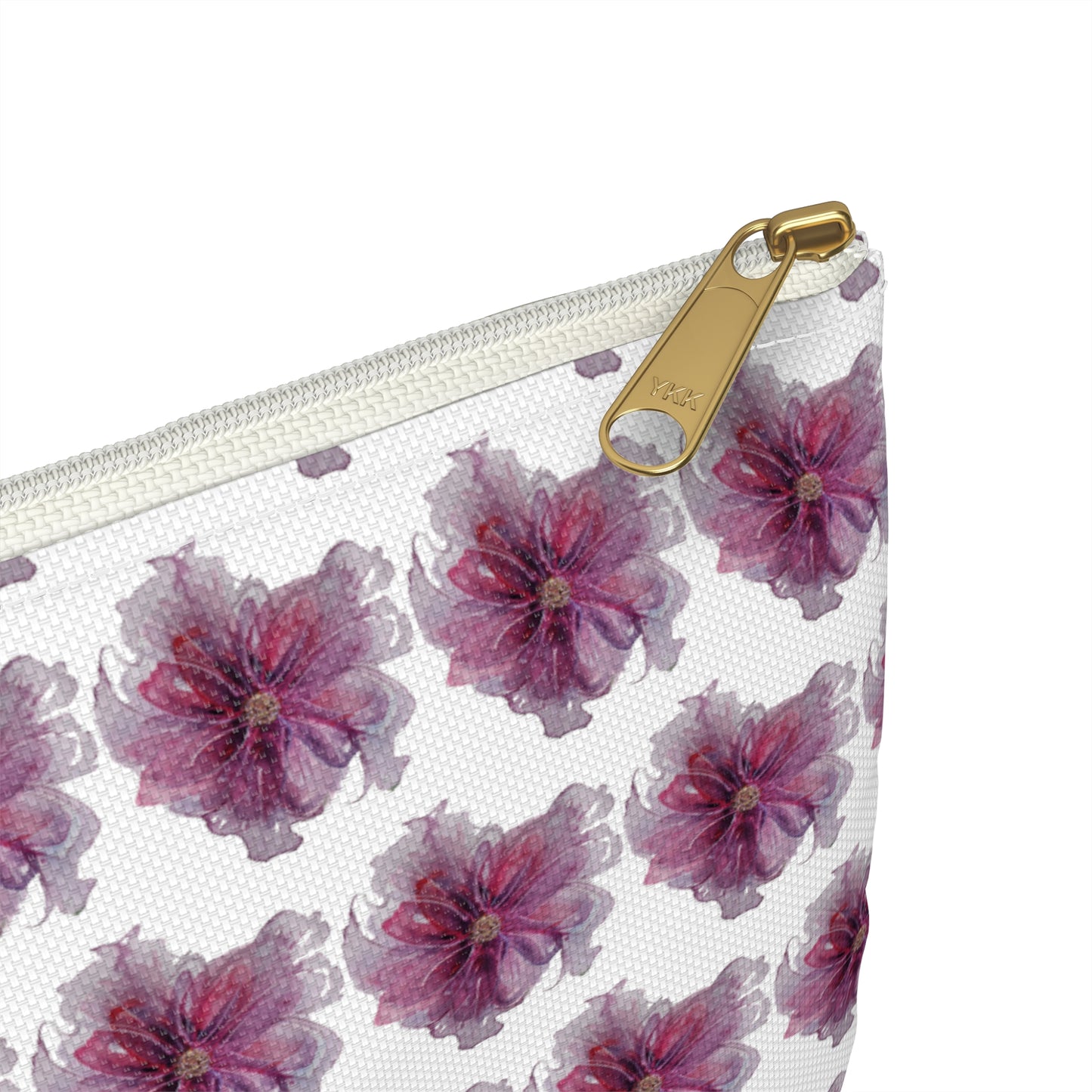 Make Up Bag - No. 269 - Purple & Pink Flower on White