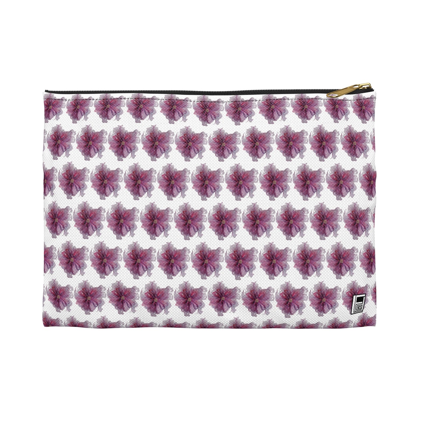 Make Up Bag - No. 269 - Purple & Pink Flower on White