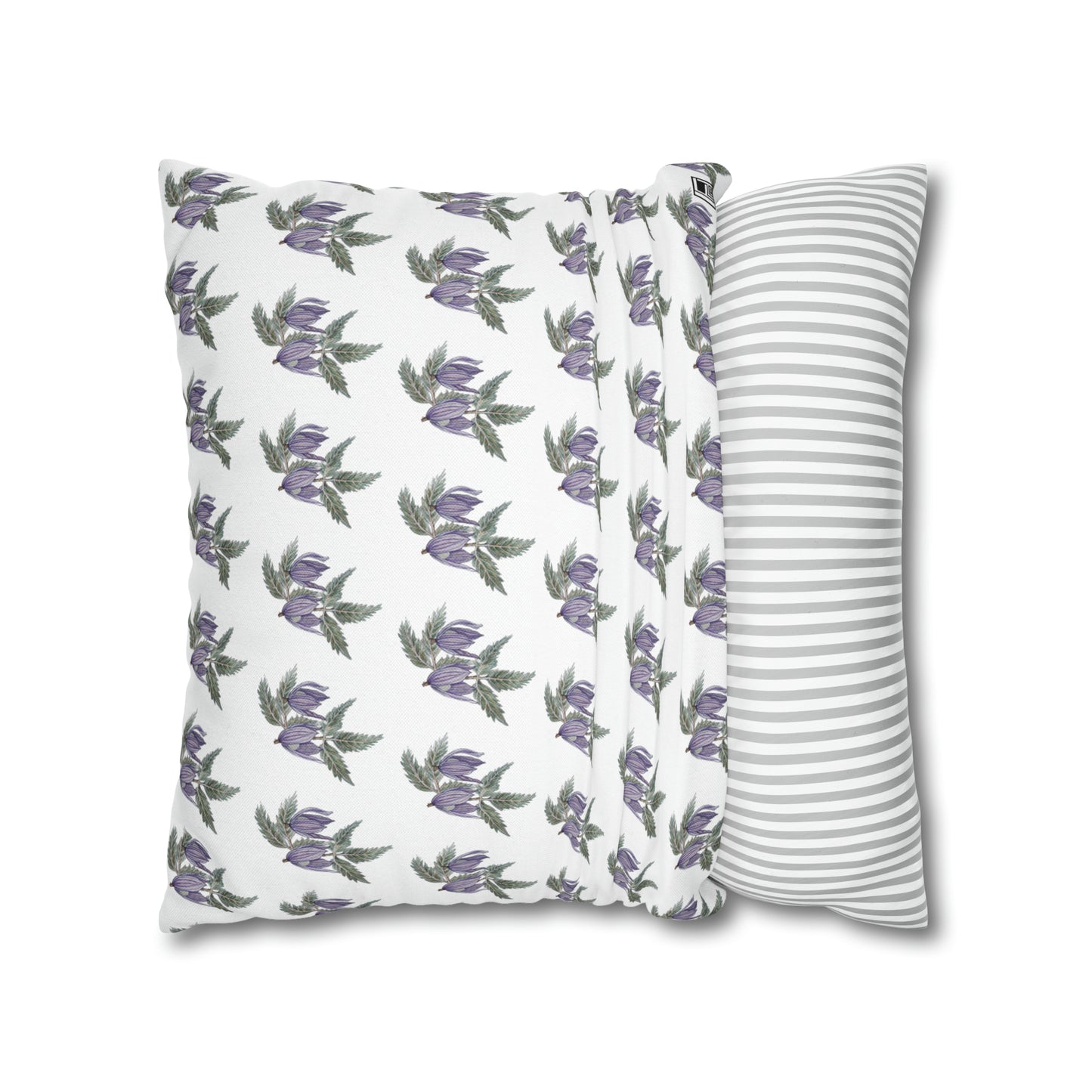 Cushion Pillow Case - No. 270 - Purple Drop Flowers on White