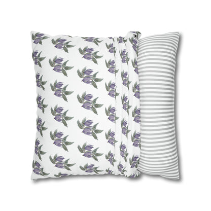 Cushion Pillow Case - No. 270 - Purple Drop Flowers on White