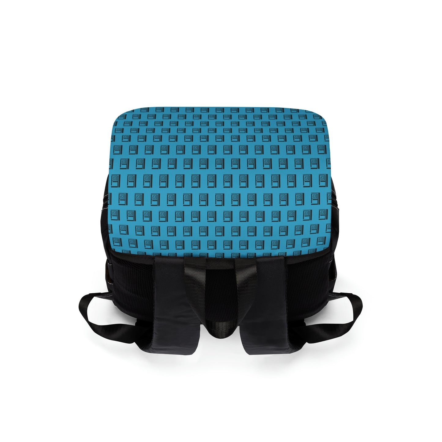 Casual Shoulder Backpack,  No. 000 - Artists Logo on Turquoise -  By Irish Artist Fiona de Lacy