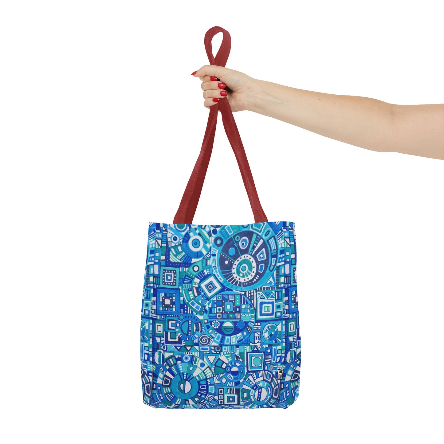 Tote Bag  - No. 262 Geometric Blue - By Irish Artist Fiona de Lacy