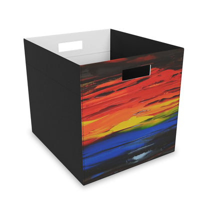 Felt Storage Box - No. 143 - 'A Brand New Day' - By Irish Artist Fiona de Lacy - Black, Blue, Red, Yellow