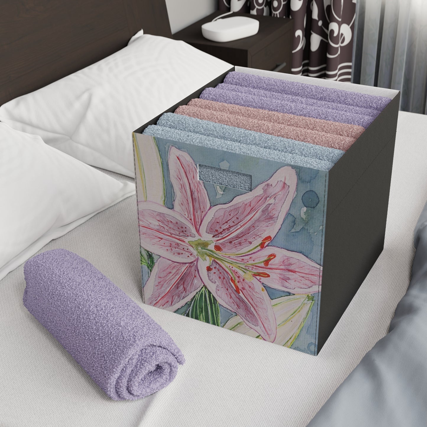 Felt Storage Box - No. 271 - Pink Lily - By Irish Artist Fiona de Lacy