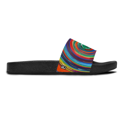 Women's Slide Sandals -No. 304 - Swirl - (Green, Orange, Purple)  - By Irish Artist Fiona de Lacy