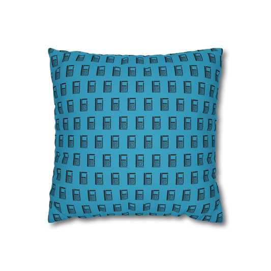 Cushion Pillow Case - No. 000TE - Black Logo on Turquoise