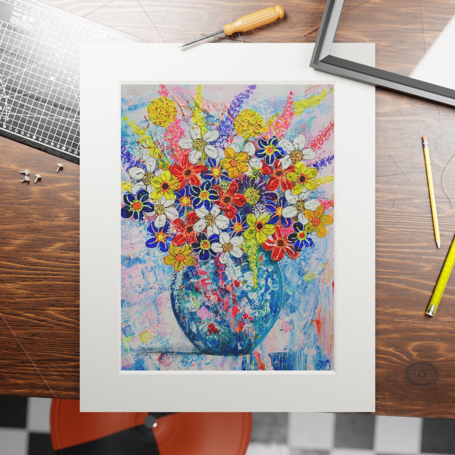 Fine Art Print (Cardboard Frame) No. 244 - Blue Round Vase