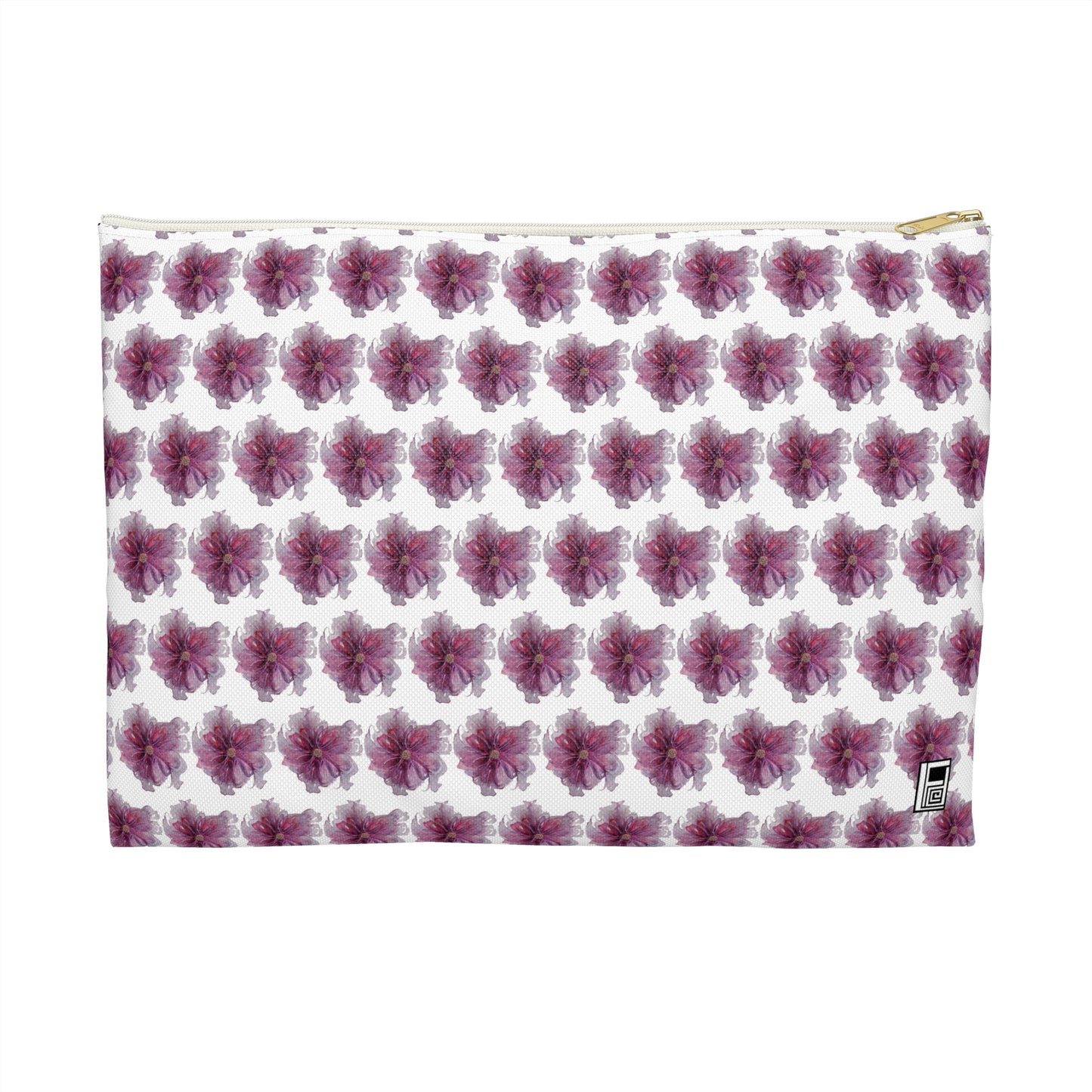 Make Up Bag - No. 269 - Purple & Pink Flower on White