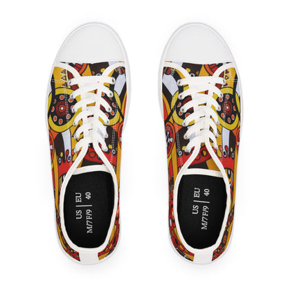 Women's Low Top Sneakers, Black Soles - No. 222 -  'Clockworks' By Irish Artist Fiona de Lacy