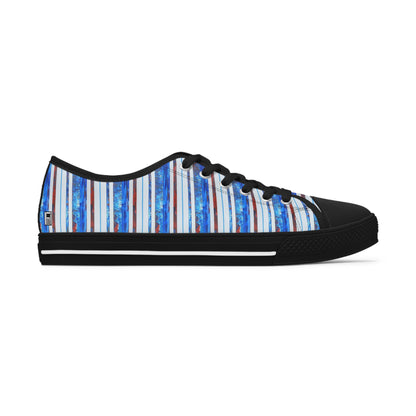 Women's Low Top Sneakers, Black Soles, No. 140 - Bird of Paradise - By Irish Artist Fiona de Lacy
