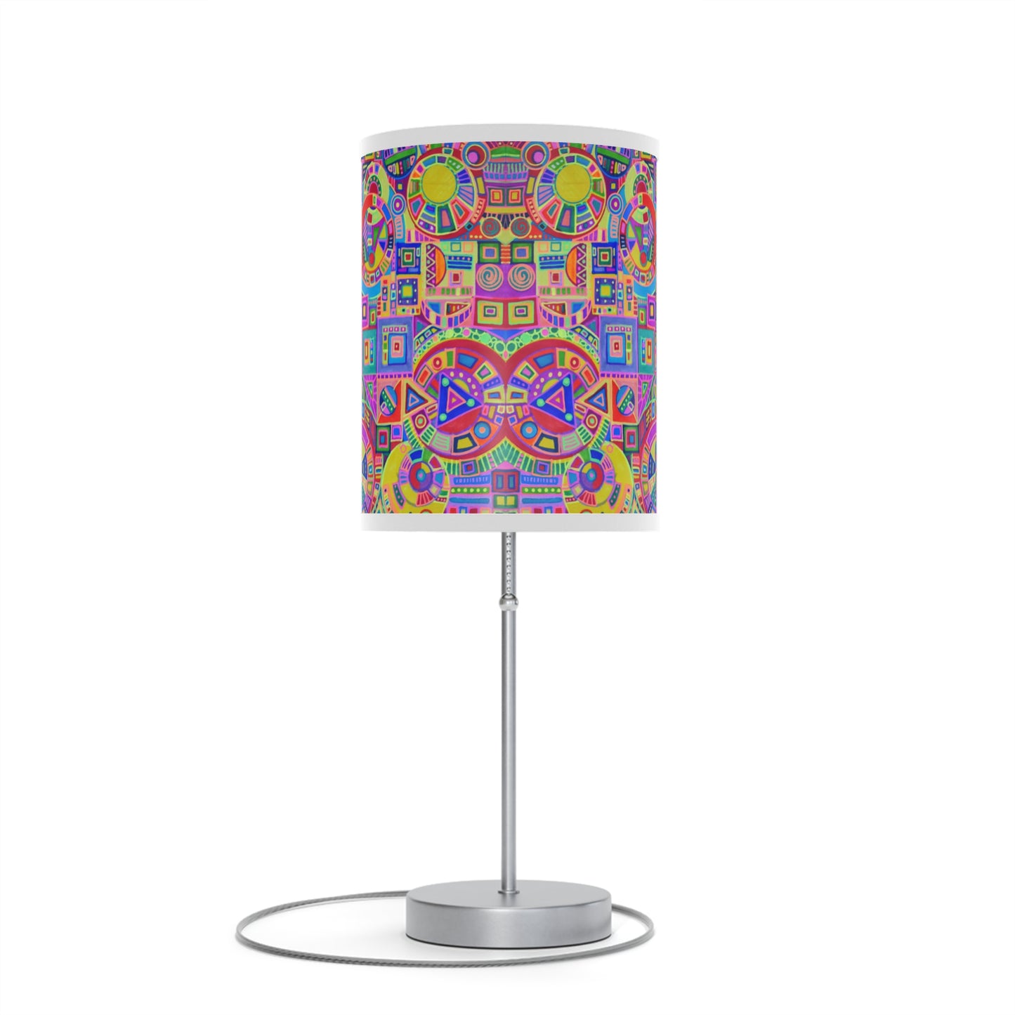 Lamp on a Stand, US|CA plug - No. 260 - Multicolour Abstract on Pink