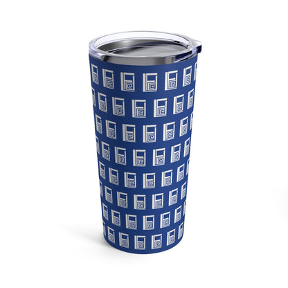 Tumbler 20oz - No.  000BE - White Logo on Blue - By Irish Artist Fiona de Lacy