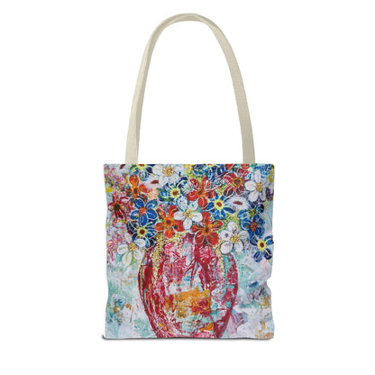 Tote Bag  - No. 245 - Flowers In Red Vase