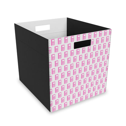 Felt Storage Box - No. 000 - Pink Logo on White - By Irish Artist Fiona de Lacy