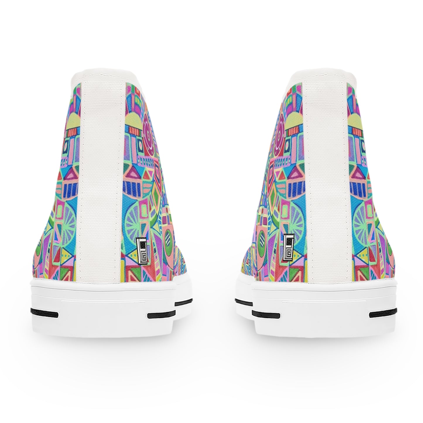 Women's High Top Sneakers, No. 258 - Multicoloured Abstract - By Irish Artist Fiona de Lacy