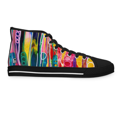 Women's High Top Sneakers, No. 237 B 'Pods' Orange Heel - Multicoloured - Designed by Irish Artist Fiona de Lacy