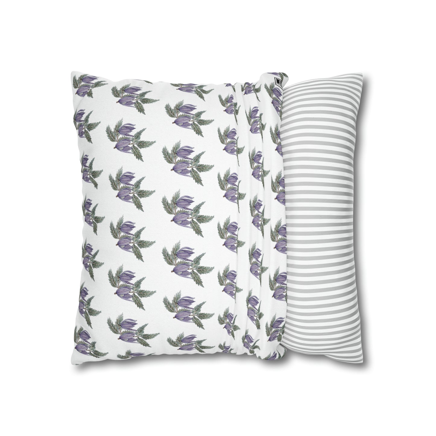 Cushion Pillow Case - No. 270 - Purple Drop Flowers on White