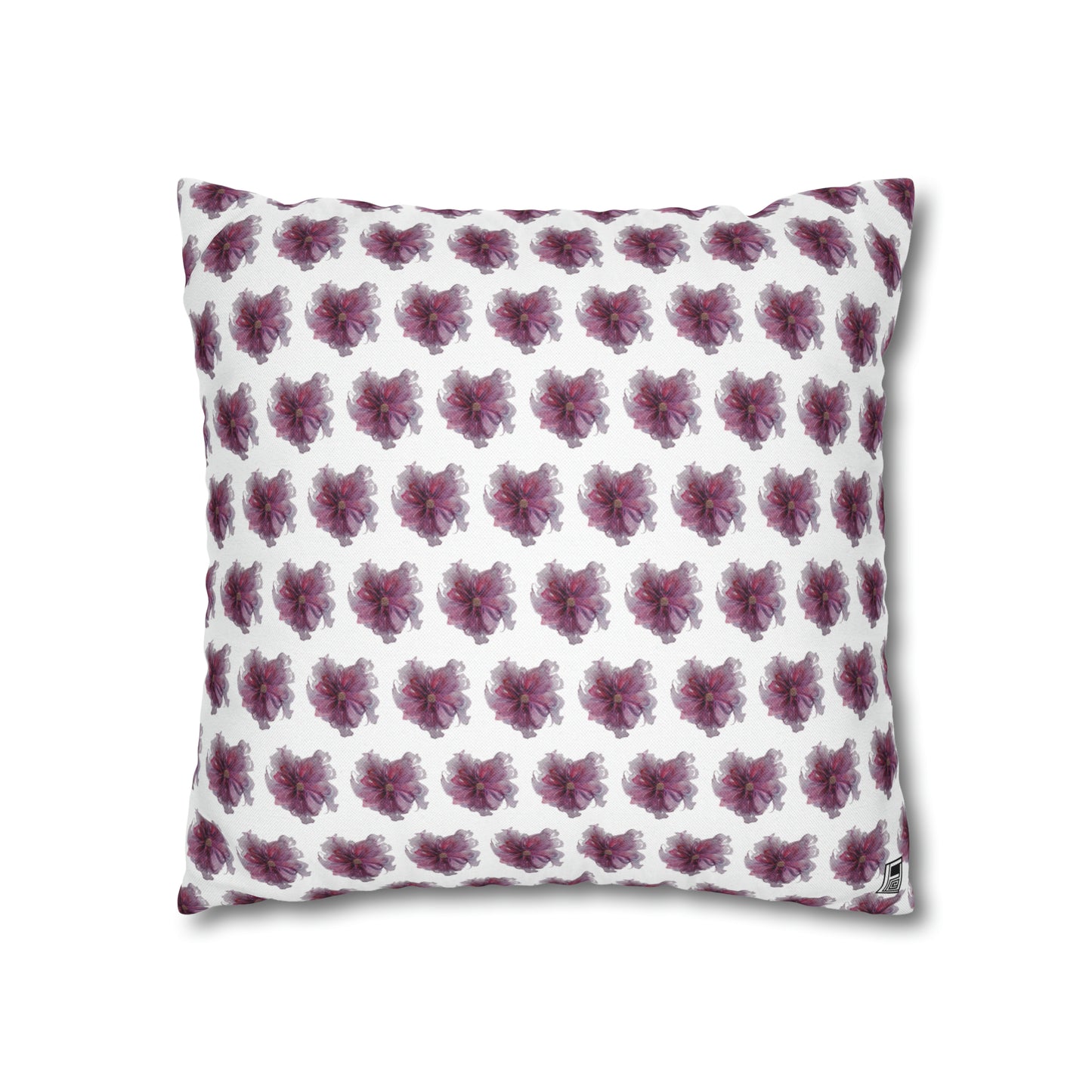 Cushion Pillow Case - No 269 Pink / Purple Flower on White
