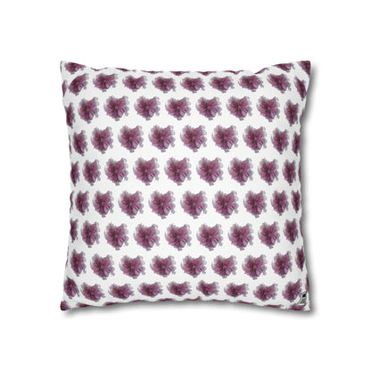 Cushion Pillow Case - No 269 Pink / Purple Flower on White