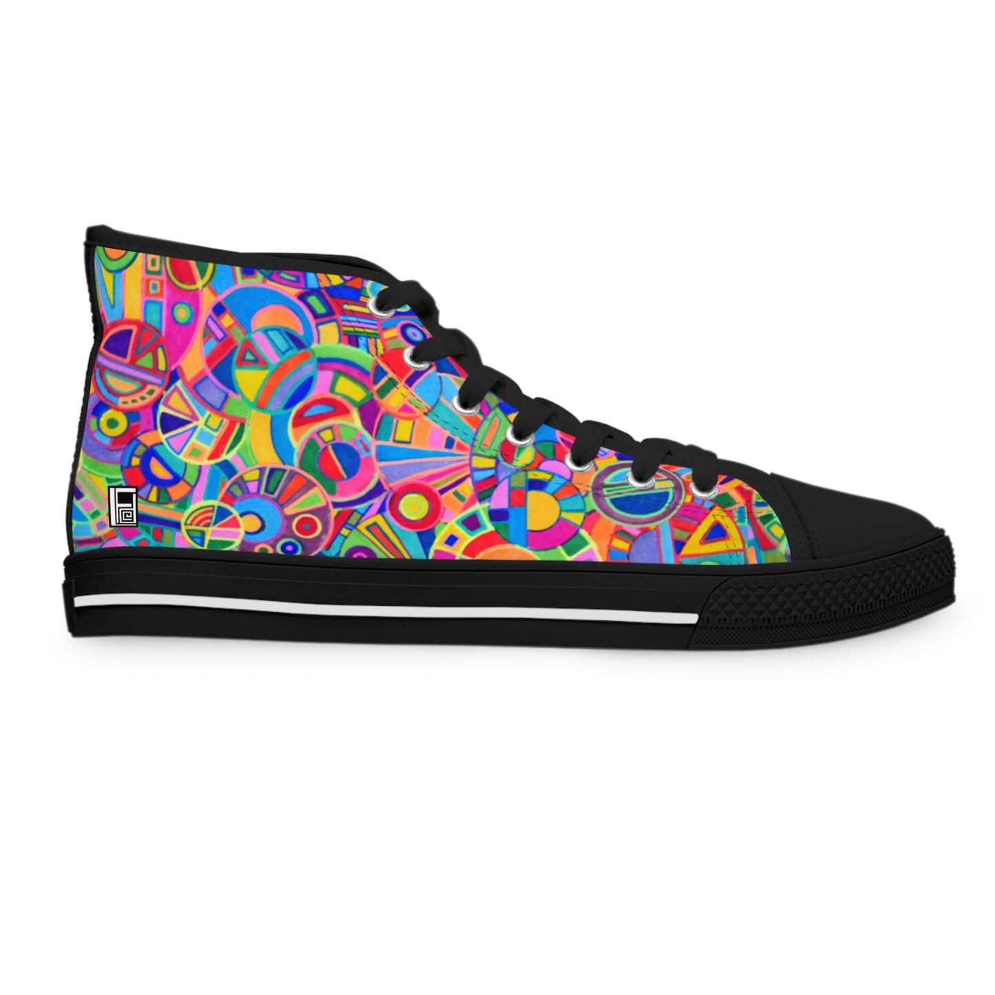 Women's High Top Sneakers - No. 265 - Multicoloured Abstract Circles - Irish Artist Fiona de Lacy