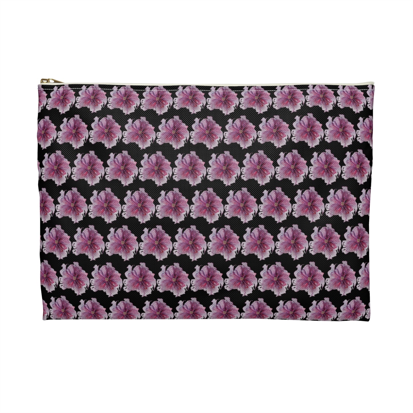 Make Up Bag - No. 269 - Purple & Pink Flower on Black