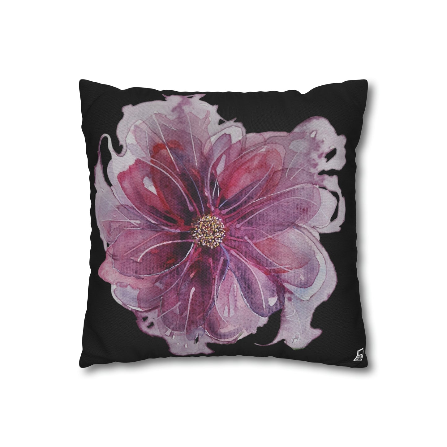 Cushion Pillow Case - No 269 Pink / Purple Flower on Black