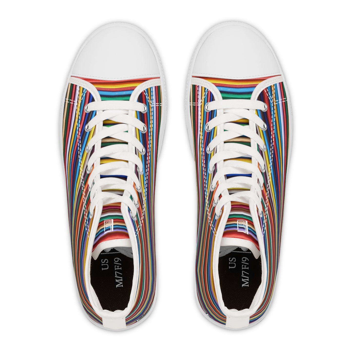 Women's High Top Sneakers - No. 309 - Multicoloured Lines - By Irish Artist Fiona de Lacy