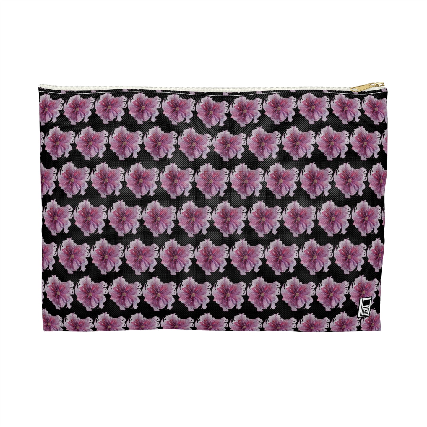 Make Up Bag - No. 269 - Purple & Pink Flower on Black