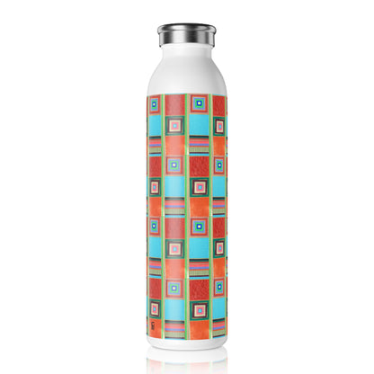 Slim Water Bottle - No. 133 'Dyslexic' - By Irish Artist Fiona de Lacy - Multicoloured