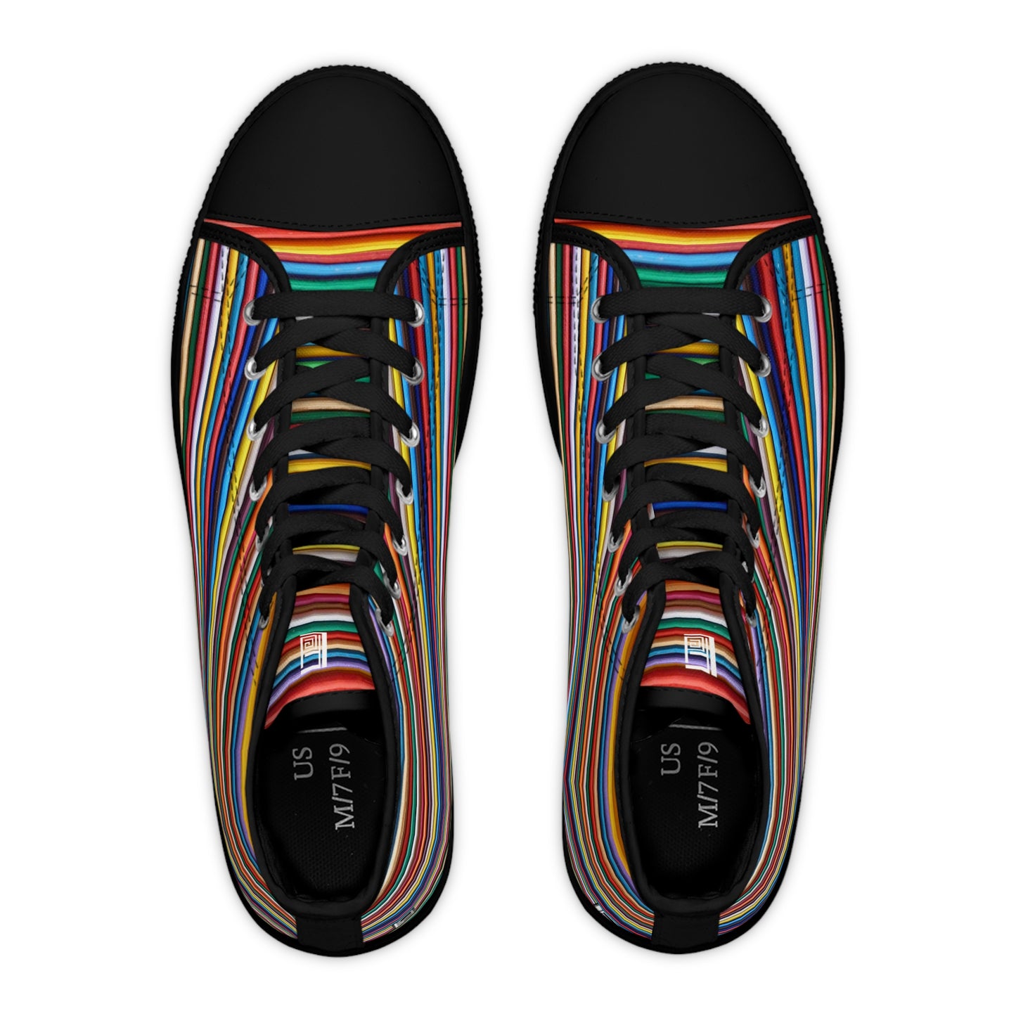 Women's High Top Sneakers - No. 309 - Multicoloured Lines - By Irish Artist Fiona de Lacy